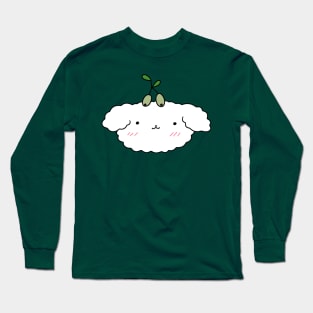 Olive Bichon Dog Face Long Sleeve T-Shirt